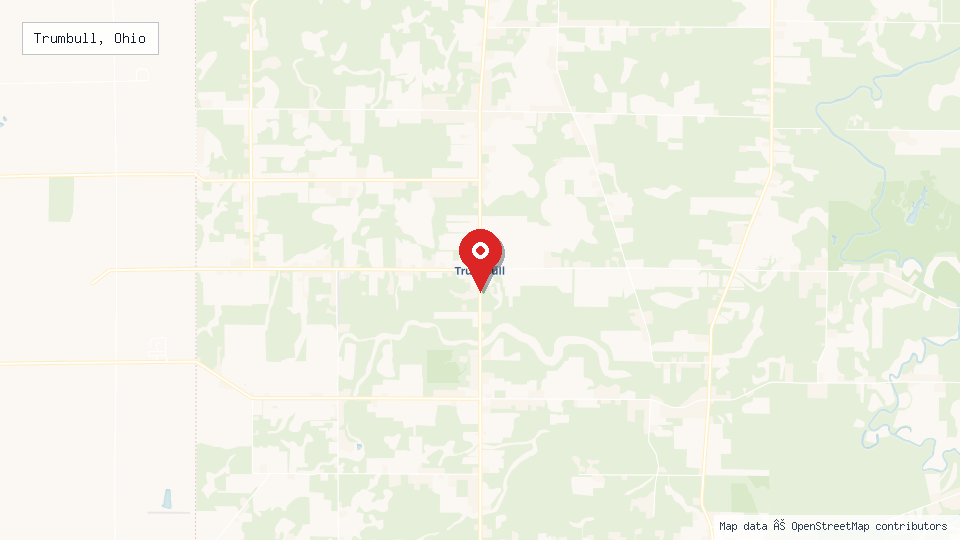 Street map of Trumbull, Ohio with location pin