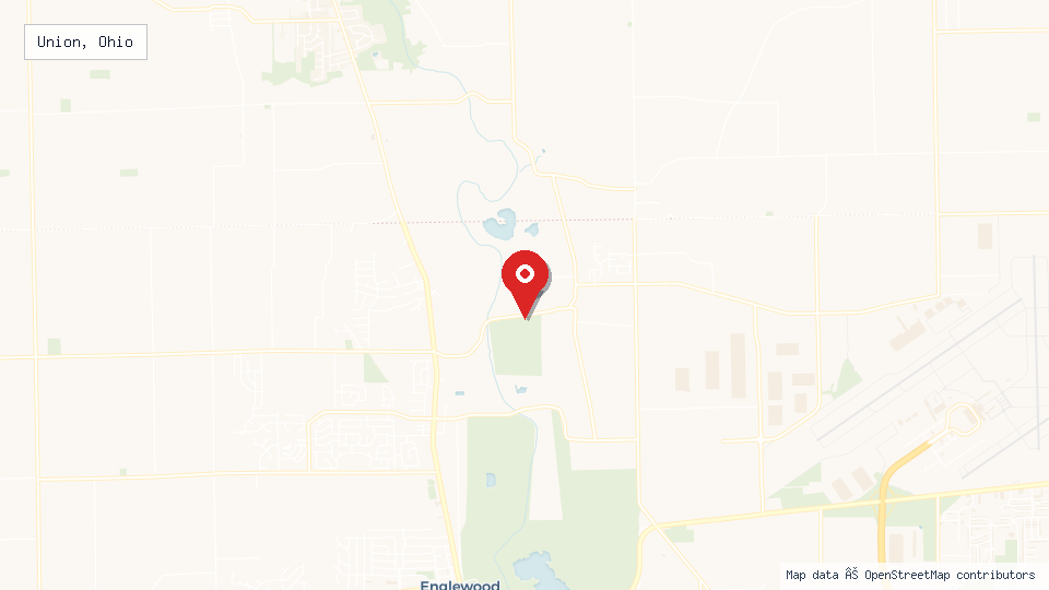 Street map of Union, Ohio with location pin