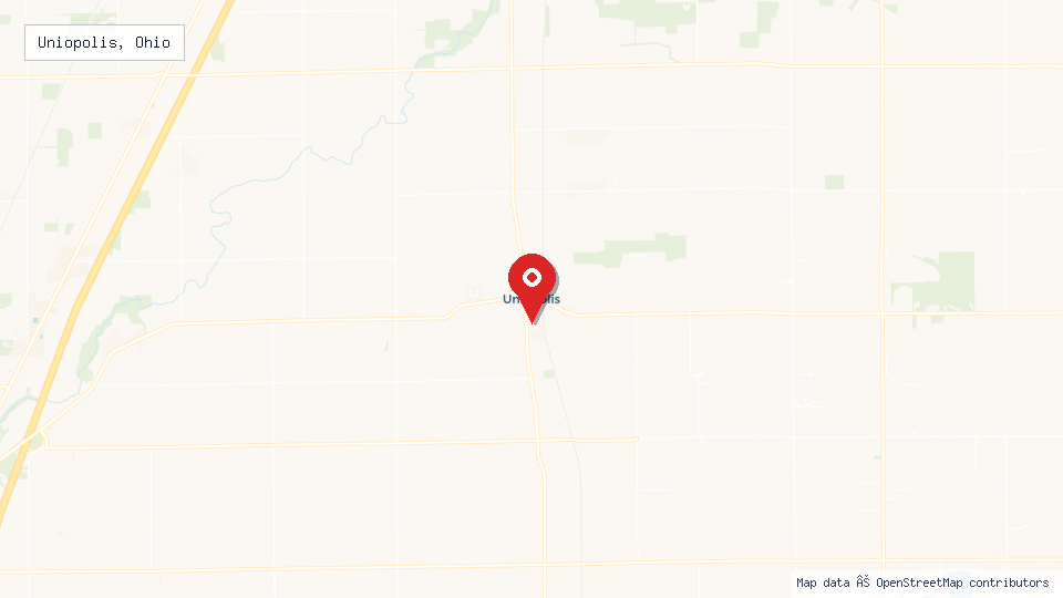 Street map of Uniopolis, Ohio with location pin