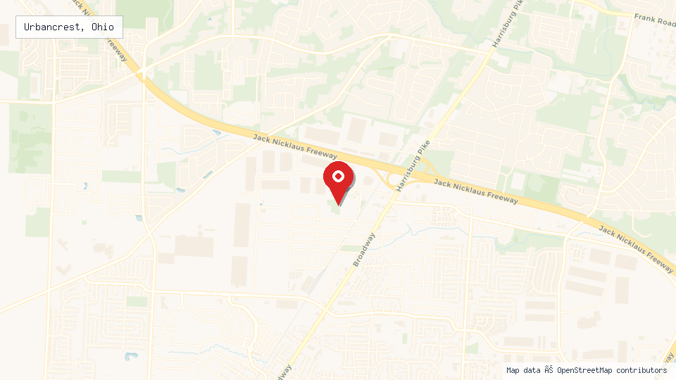 Street map of Urbancrest, Ohio with location pin