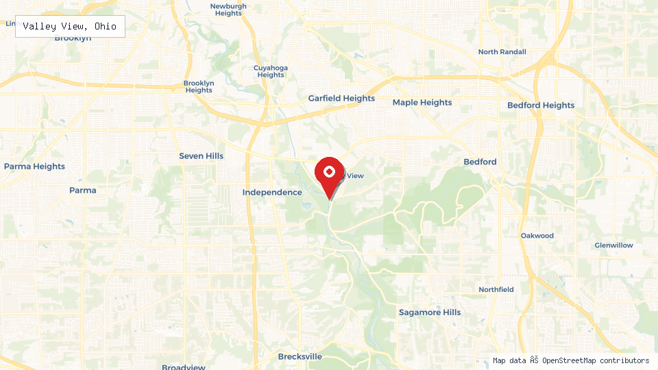 Street map of Valley View, Ohio with location pin