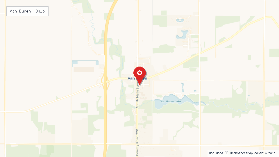 Street map of Van Buren, Ohio with location pin