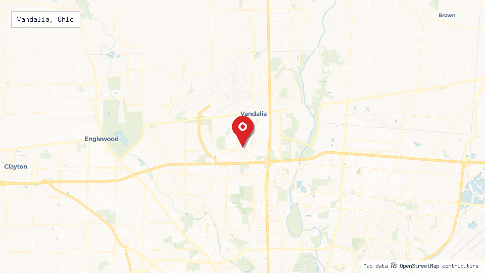 Street map of Vandalia, Ohio with location pin