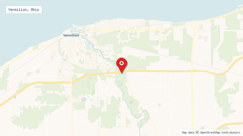 Street map of Vermilion, Ohio with location pin