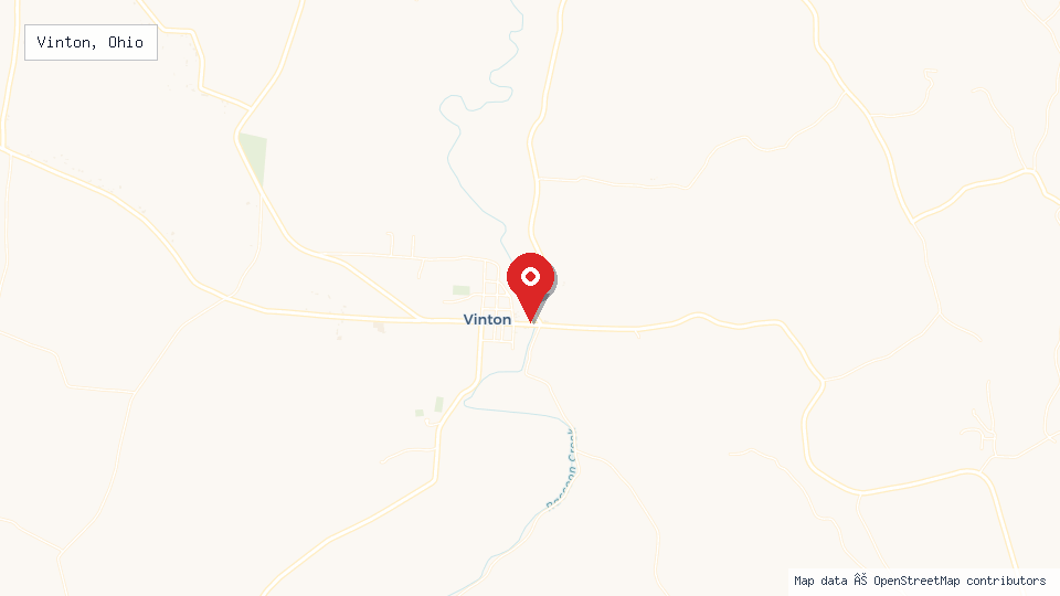 Street map of Vinton, Ohio with location pin