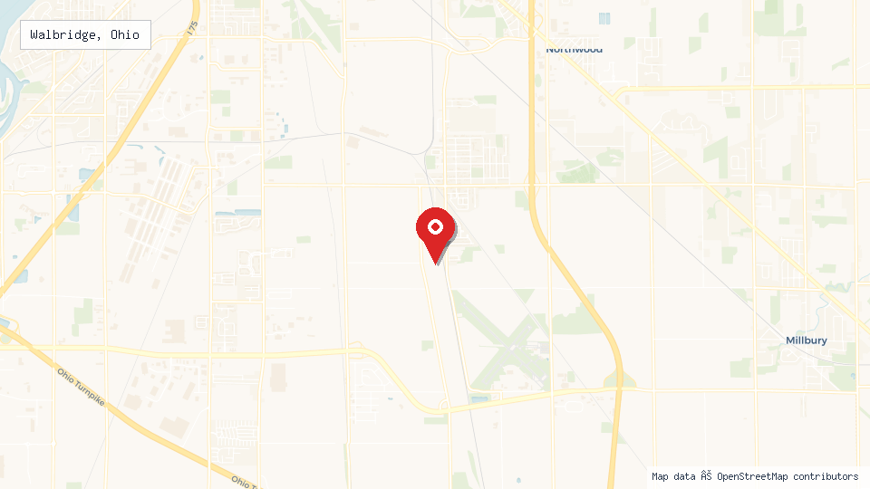 Street map of Walbridge, Ohio with location pin