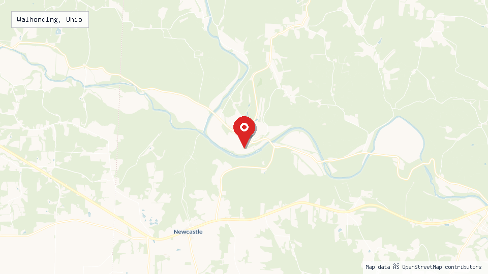 Street map of Walhonding, Ohio with location pin