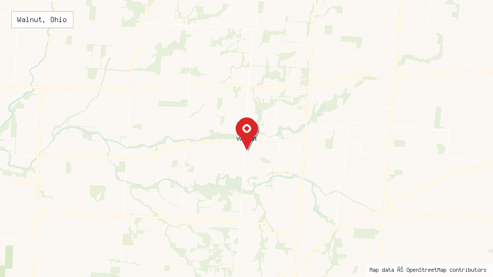 Street map of Walnut, Ohio with location pin