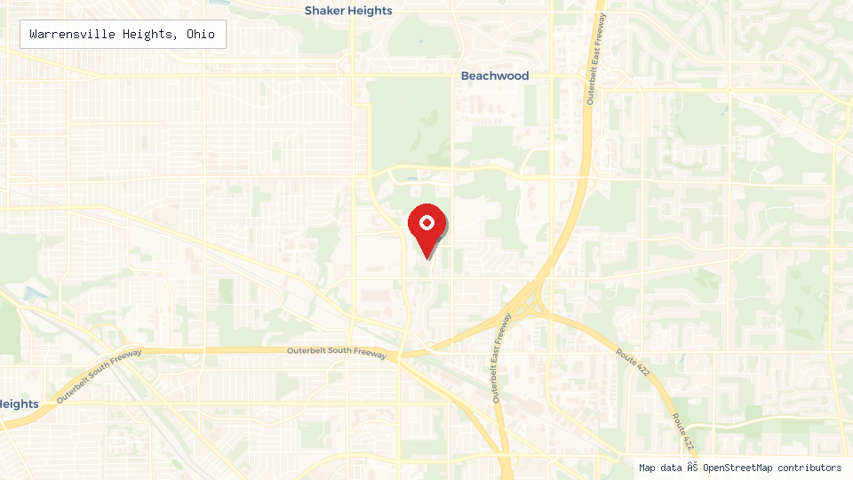 Street map of Warrensville Heights, Ohio with location pin