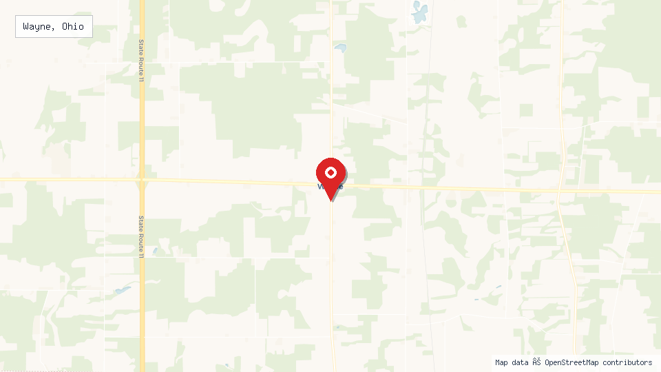 Street map of Wayne, Ohio with location pin
