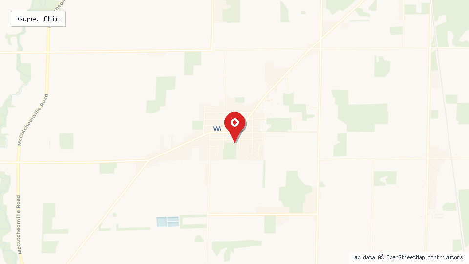 Street map of Wayne, Ohio with location pin