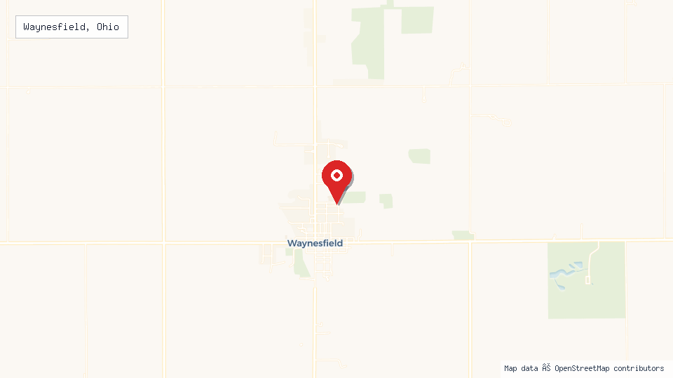 Street map of Waynesfield, Ohio with location pin