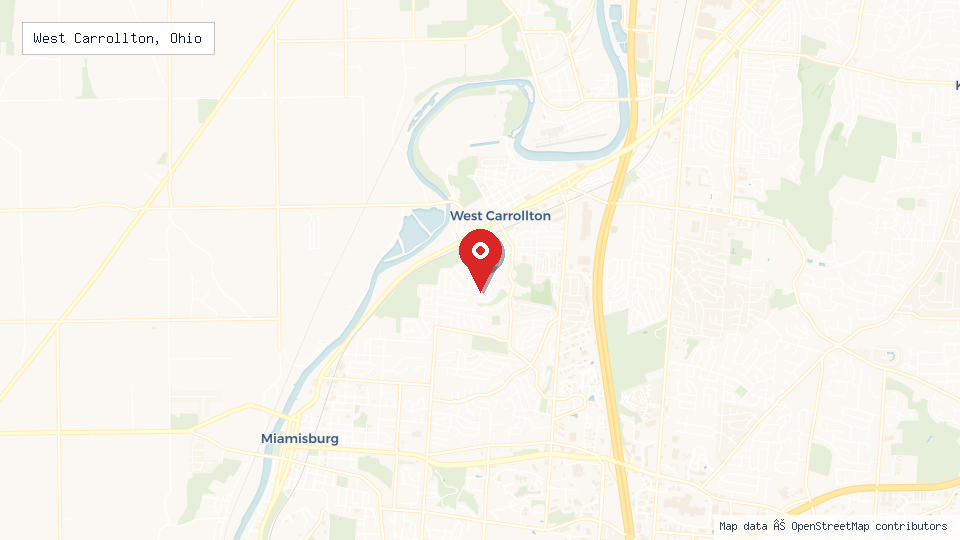 Street map of West Carrollton, Ohio with location pin