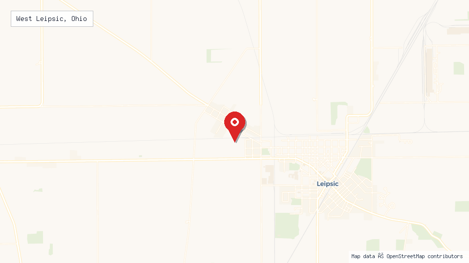 Street map of West Leipsic, Ohio with location pin