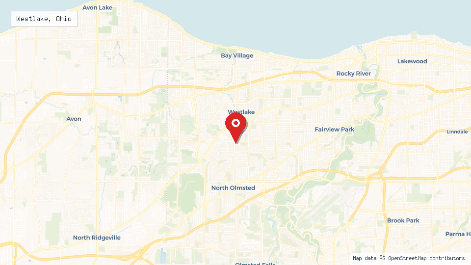 Street map of Westlake, Ohio with location pin