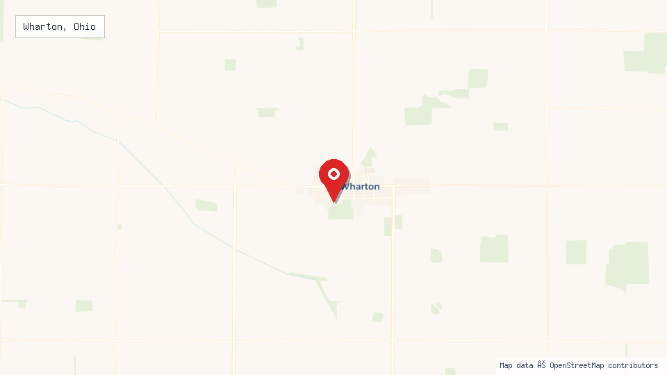 Street map of Wharton, Ohio with location pin