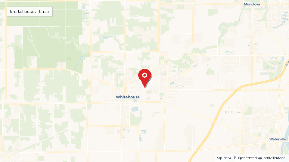 Street map of Whitehouse, Ohio with location pin