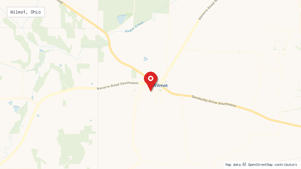 Street map of Wilmot, Ohio with location pin