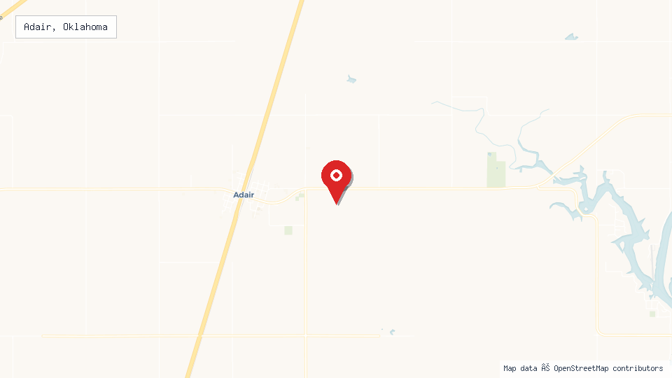 Street map of Adair, Oklahoma with location pin