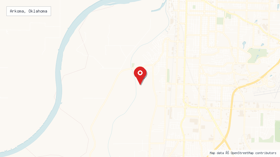 Street map of Arkoma, Oklahoma with location pin
