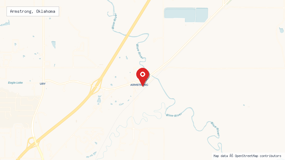 Street map of Armstrong, Oklahoma with location pin