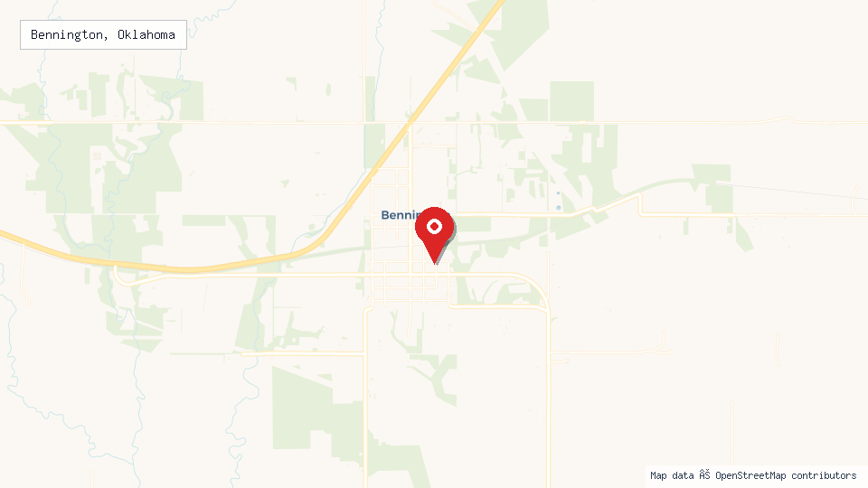 Street map of Bennington, Oklahoma with location pin