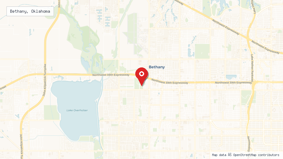 Street map of Bethany, Oklahoma with location pin