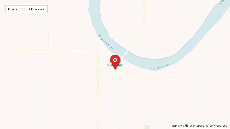 Street map of Blackburn, Oklahoma with location pin