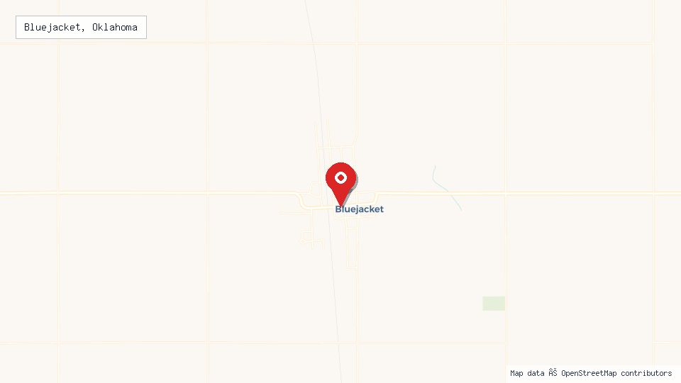 Street map of Bluejacket, Oklahoma with location pin