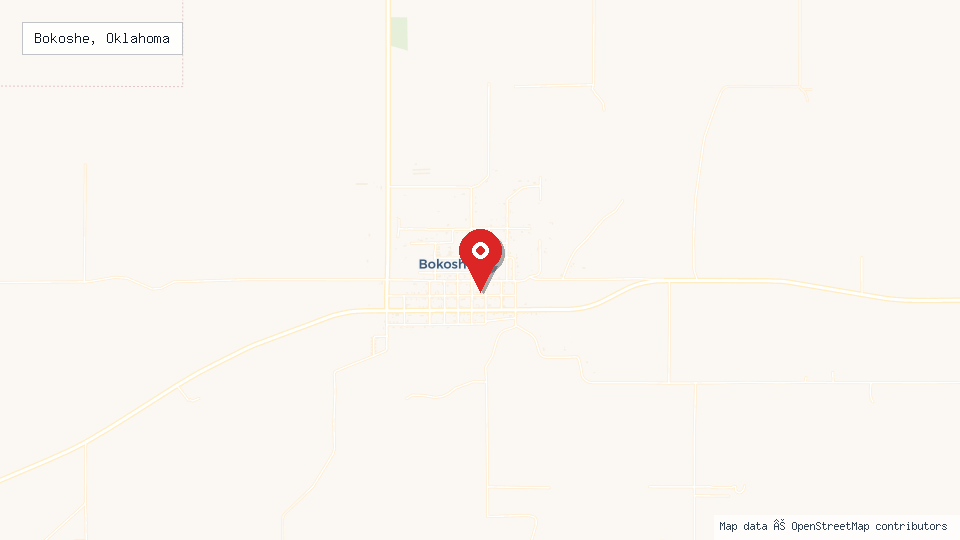 Street map of Bokoshe, Oklahoma with location pin