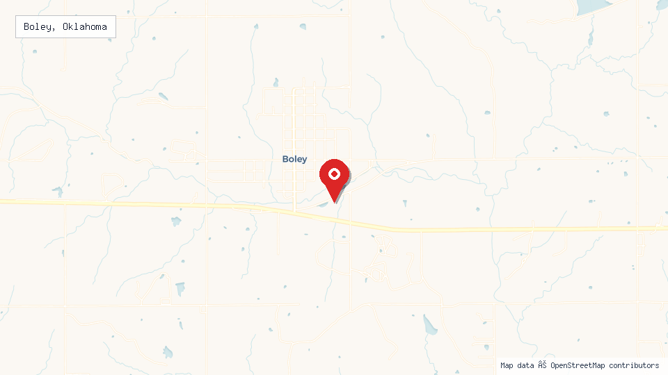 Street map of Boley, Oklahoma with location pin