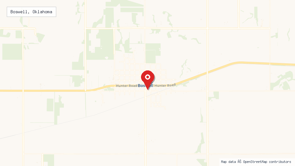 Street map of Boswell, Oklahoma with location pin