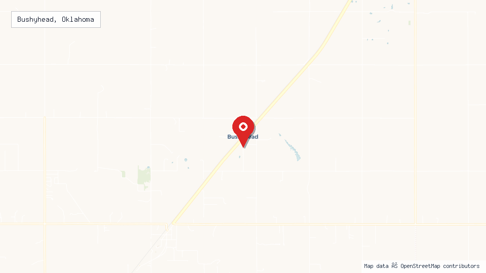Street map of Bushyhead, Oklahoma with location pin