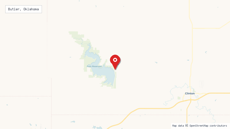 Street map of Butler, Oklahoma with location pin