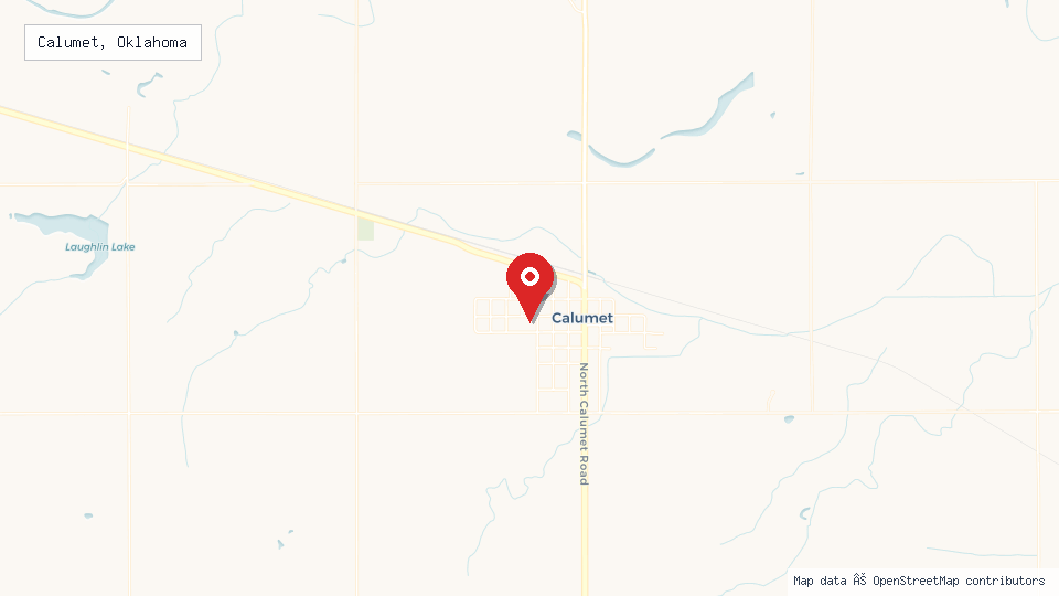 Street map of Calumet, Oklahoma with location pin