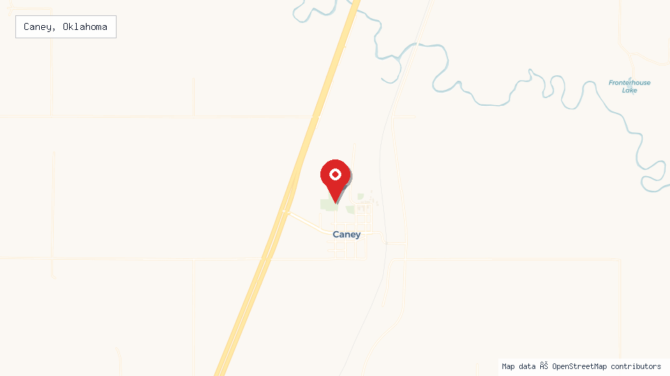 Street map of Caney, Oklahoma with location pin