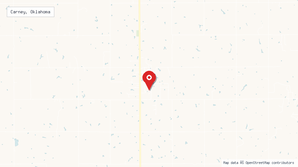 Street map of Carney, Oklahoma with location pin
