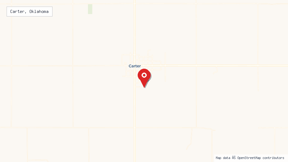 Street map of Carter, Oklahoma with location pin