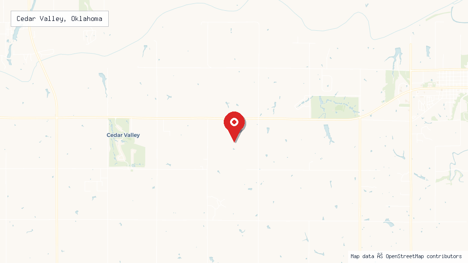 Street map of Cedar Valley, Oklahoma with location pin