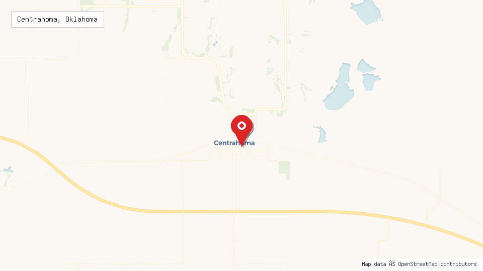 Street map of Centrahoma, Oklahoma with location pin