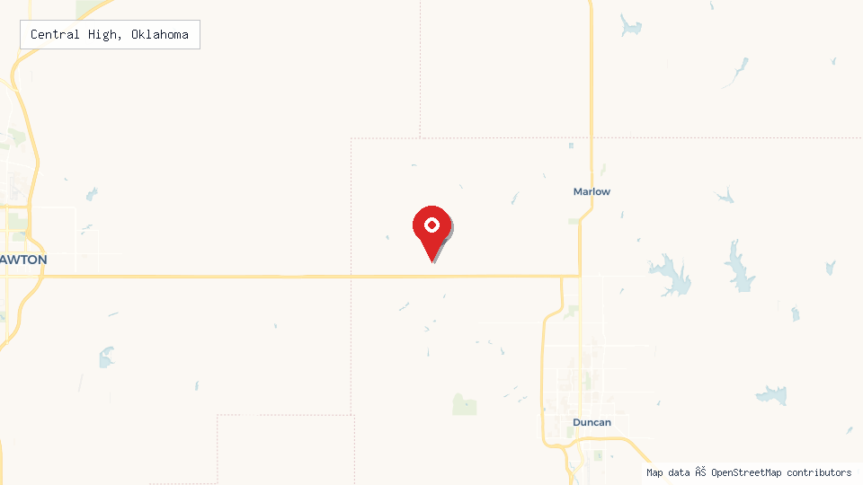 Street map of Central High, Oklahoma with location pin