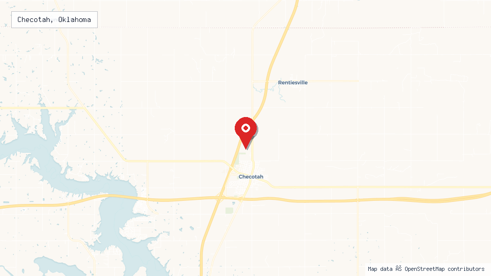Street map of Checotah, Oklahoma with location pin
