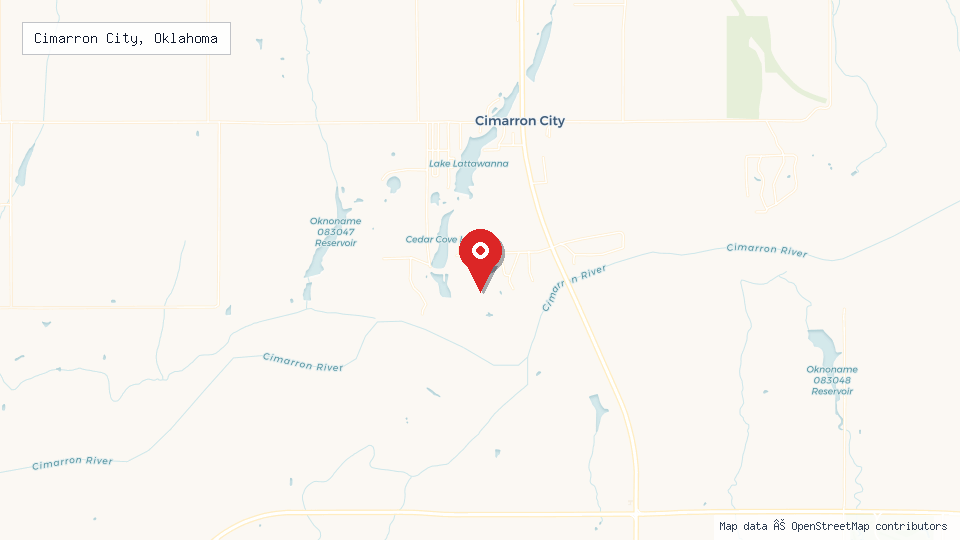Street map of Cimarron City, Oklahoma with location pin