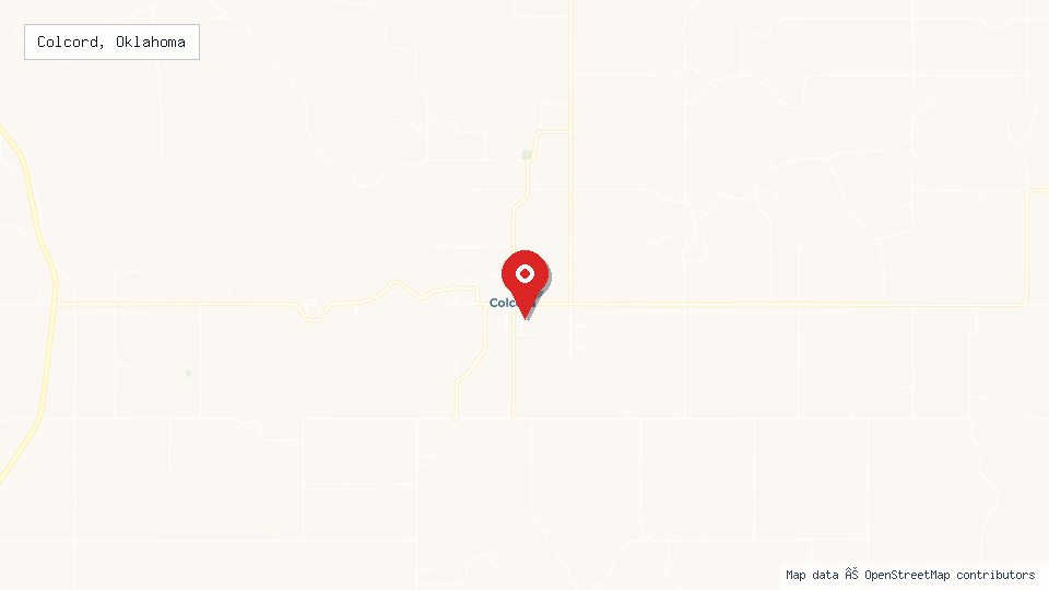 Street map of Colcord, Oklahoma with location pin