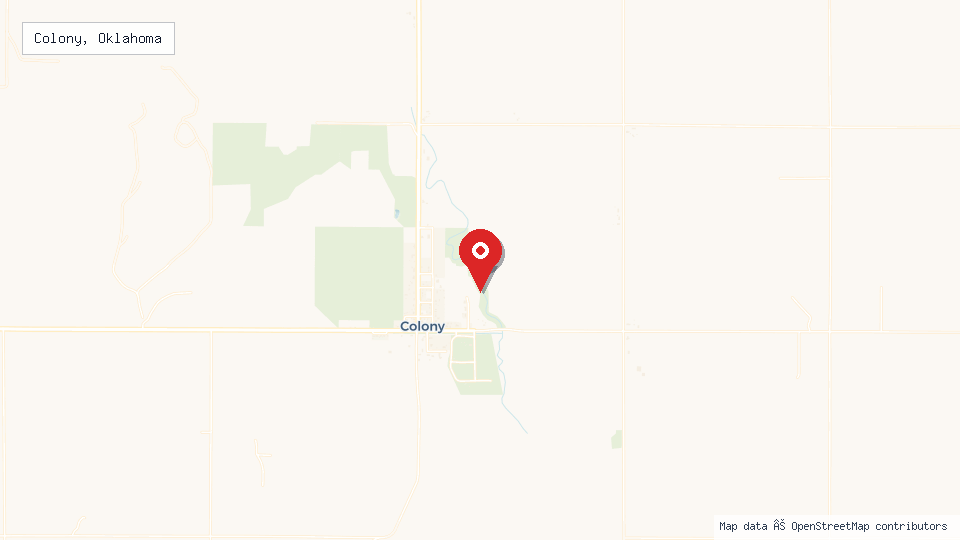 Street map of Colony, Oklahoma with location pin