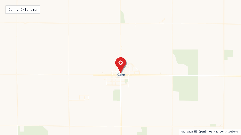 Street map of Corn, Oklahoma with location pin