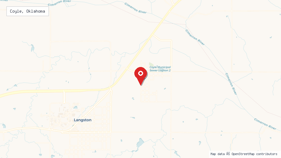 Street map of Coyle, Oklahoma with location pin