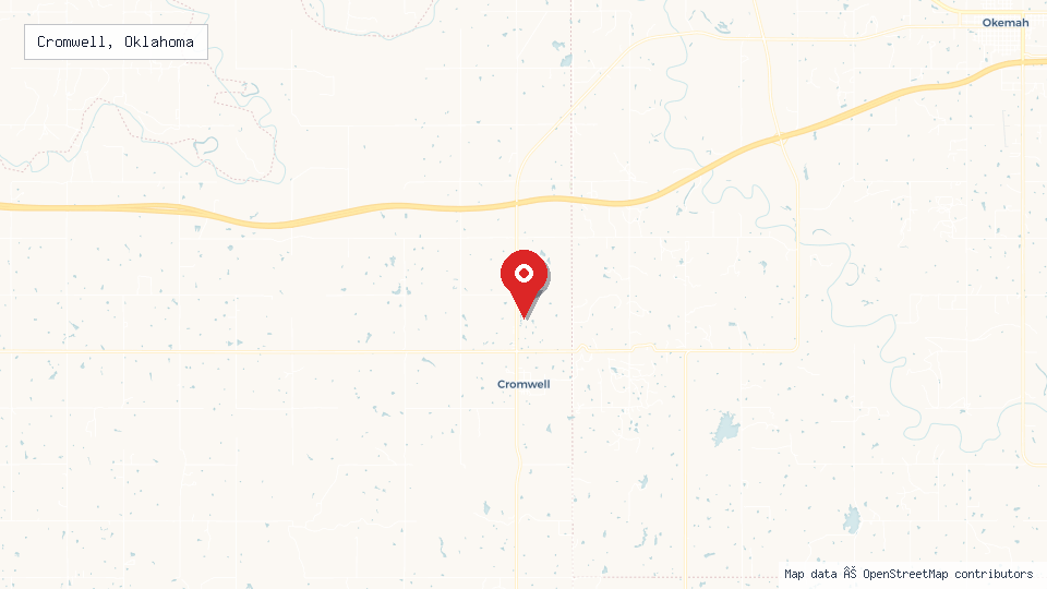 Street map of Cromwell, Oklahoma with location pin