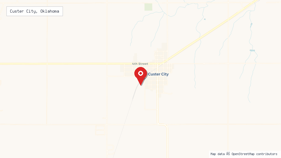 Street map of Custer City, Oklahoma with location pin