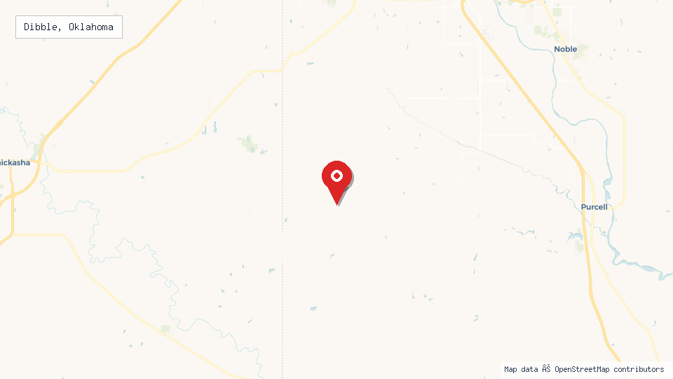 Street map of Dibble, Oklahoma with location pin